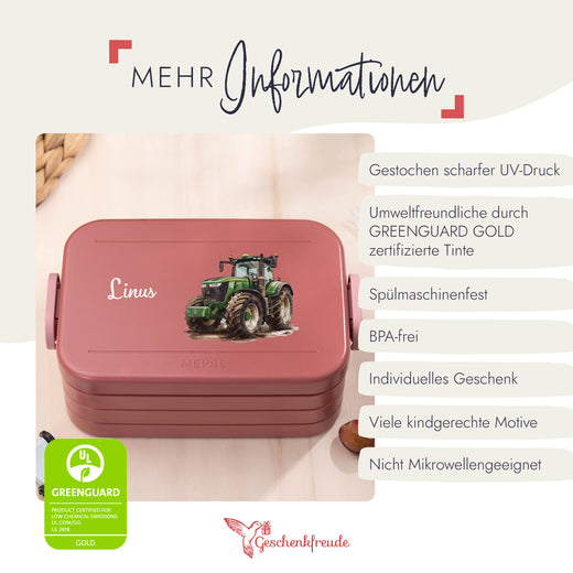Mepal Brotdose Personalisiert Bento Traktor Motiv - Geschenkfreude