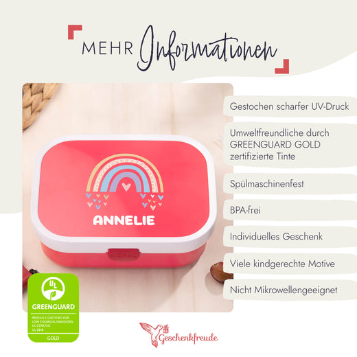 Mepal Brotdose Personalisiert Campus Regenbogen Mädchen Motiv - Geschenkfreude