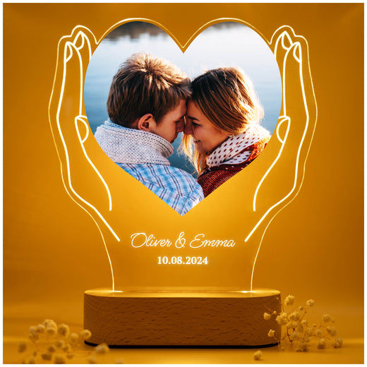 Acrylglas Foto - LED-Fotogeschenk - Paar Hände - Geschenkfreude