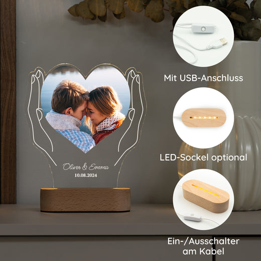 Acrylglas Foto - LED-Fotogeschenk - Paar Hände - Geschenkfreude