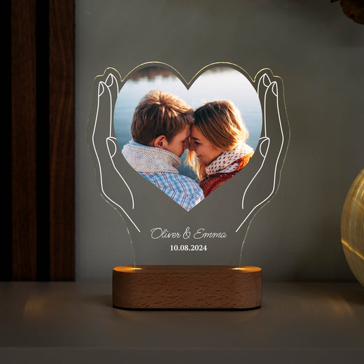 Acrylglas Foto - LED-Fotogeschenk - Paar Hände - Geschenkfreude