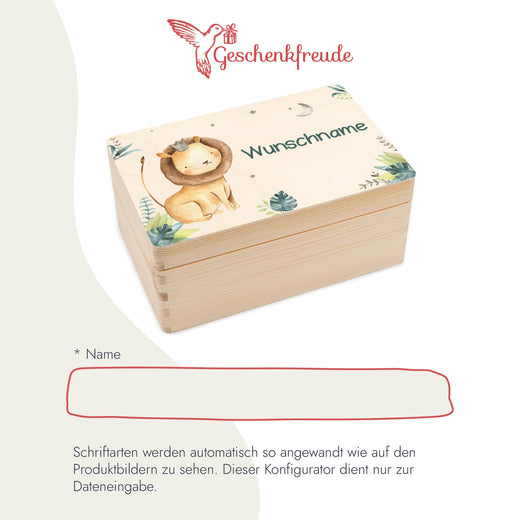 Erinnerungsbox Baby Löwe Personalisierbar mit Wunschnamen - Geschenkfreude