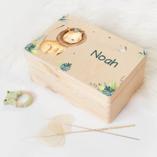 Erinnerungsbox Baby Löwe Personalisierbar mit Wunschnamen - Geschenkfreude