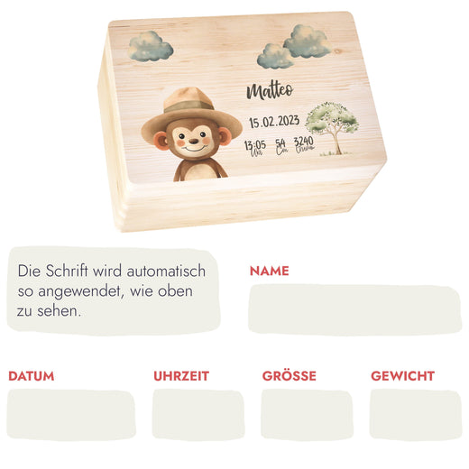 Erinnerungskiste Baby Tiermotiv Affe - Geschenkfreude