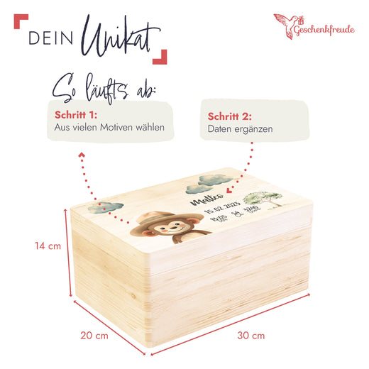 Erinnerungskiste Baby Tiermotiv Affe - Geschenkfreude