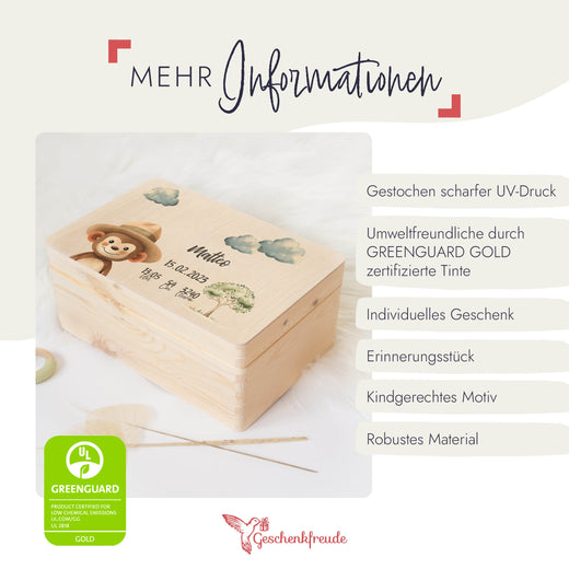 Erinnerungskiste Baby Tiermotiv Affe - Geschenkfreude