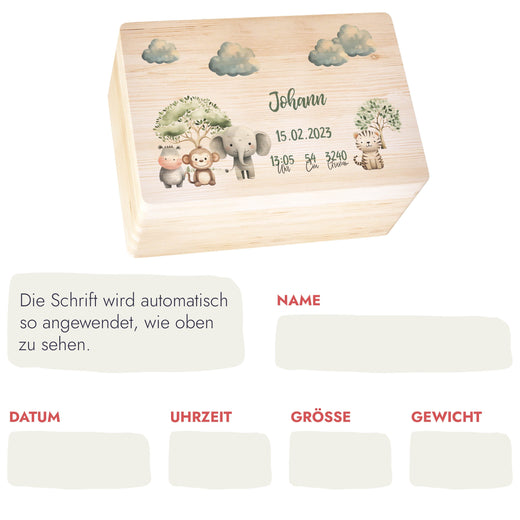 Erinnerungskiste Baby Tiermotiv Afrika - Geschenkfreude
