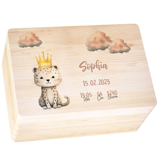 Erinnerungskiste Baby Tiermotiv Leopard - Geschenkfreude