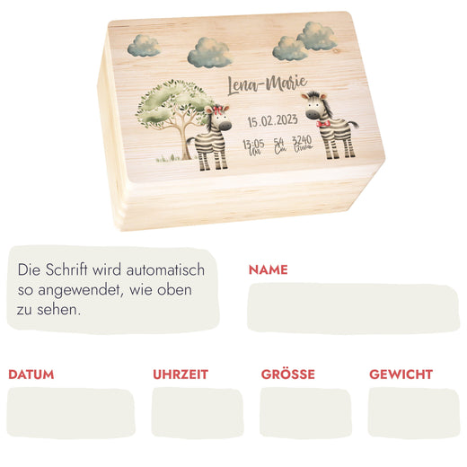 Erinnerungskiste Baby Tiermotiv Zebra - Geschenkfreude