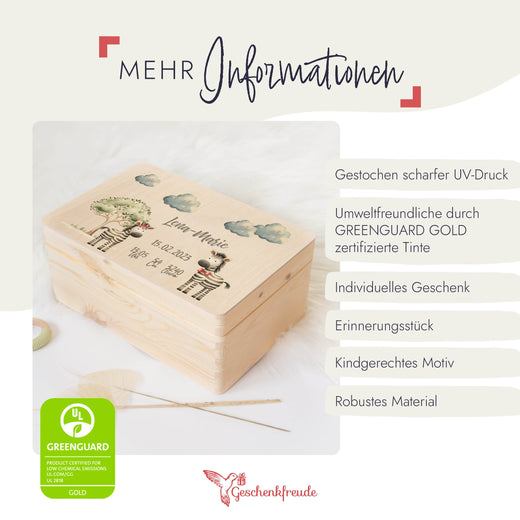 Erinnerungskiste Baby Tiermotiv Zebra - Geschenkfreude