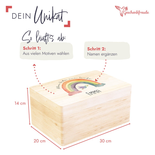 Erinnerungskiste Taufe mit Regenbogenmotiv - Geschenkfreude