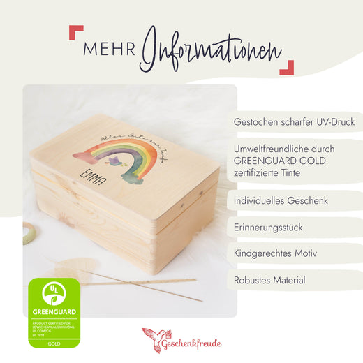 Erinnerungskiste Taufe mit Regenbogenmotiv - Geschenkfreude