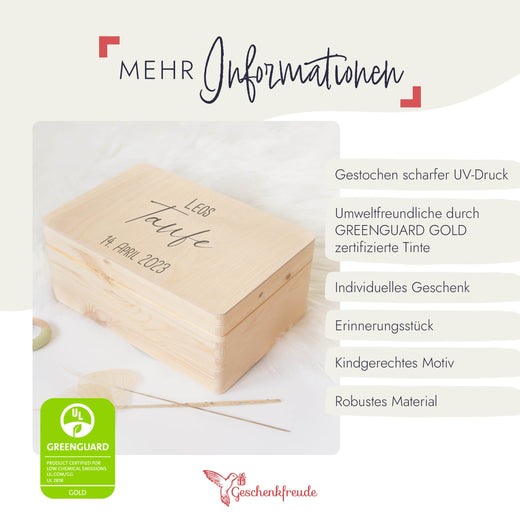 Erinnerungskiste Taufe mit Wunschnamen Druck - Geschenkfreude