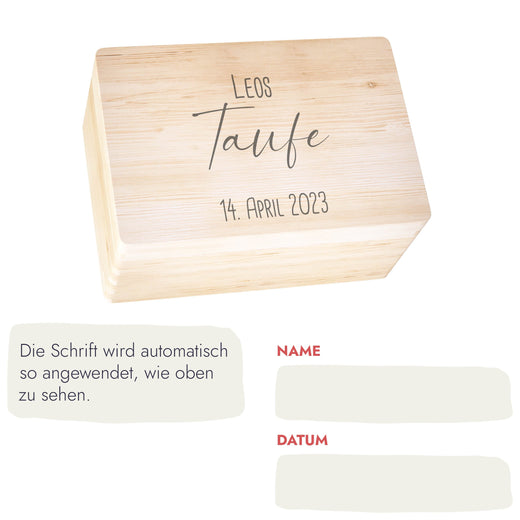 Erinnerungskiste Taufe mit Wunschnamen Druck - Geschenkfreude