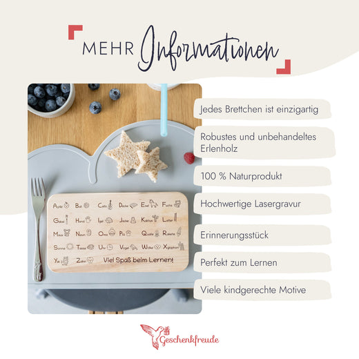 Frühstücksbrett - Viel Spaß beim Lernen ABC - Geschenkfreude