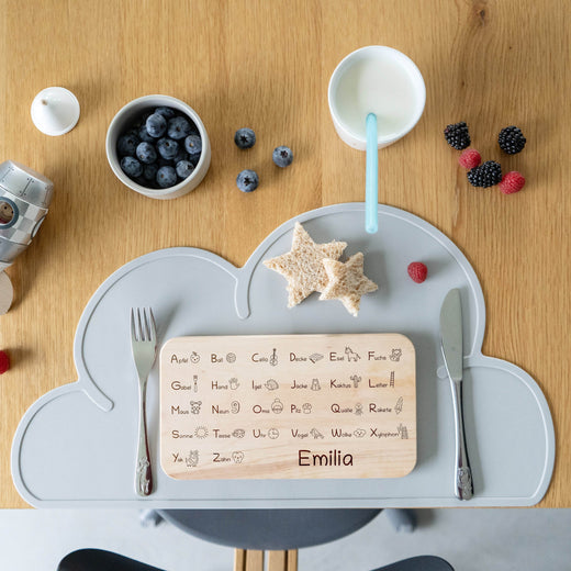 Frühstücksbrettchen Kinder ABC mit Namen - Geschenkfreude