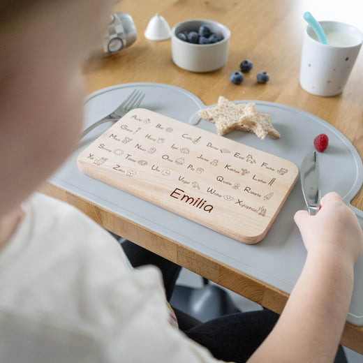 Frühstücksbrettchen Kinder ABC mit Namen - Geschenkfreude
