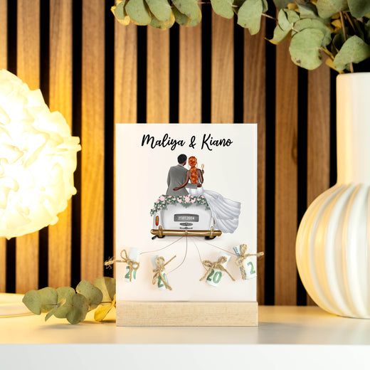 Geldgeschenk Hochzeit - Personalisiertes Acrylglas 20x15cm - Geschenkfreude