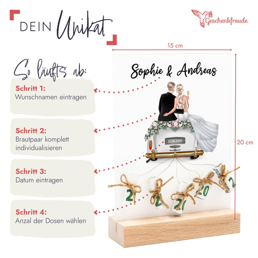 Geldgeschenk Hochzeit - Personalisiertes Acrylglas 20x15cm - Geschenkfreude