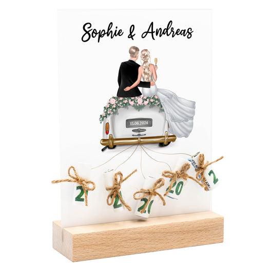 Geldgeschenk Hochzeit - Personalisiertes Acrylglas 20x15cm - Geschenkfreude