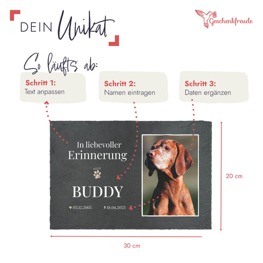 Grabstein Hund - personalisiert - Geschenkfreude
