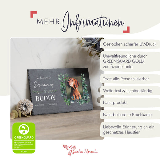 Grabstein Hund - personalisiert Eukalyptus - Geschenkfreude
