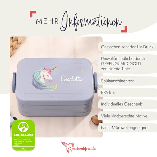 Mepal Brotdose Personalisiert Bento Einhorn Motiv - Geschenkfreude