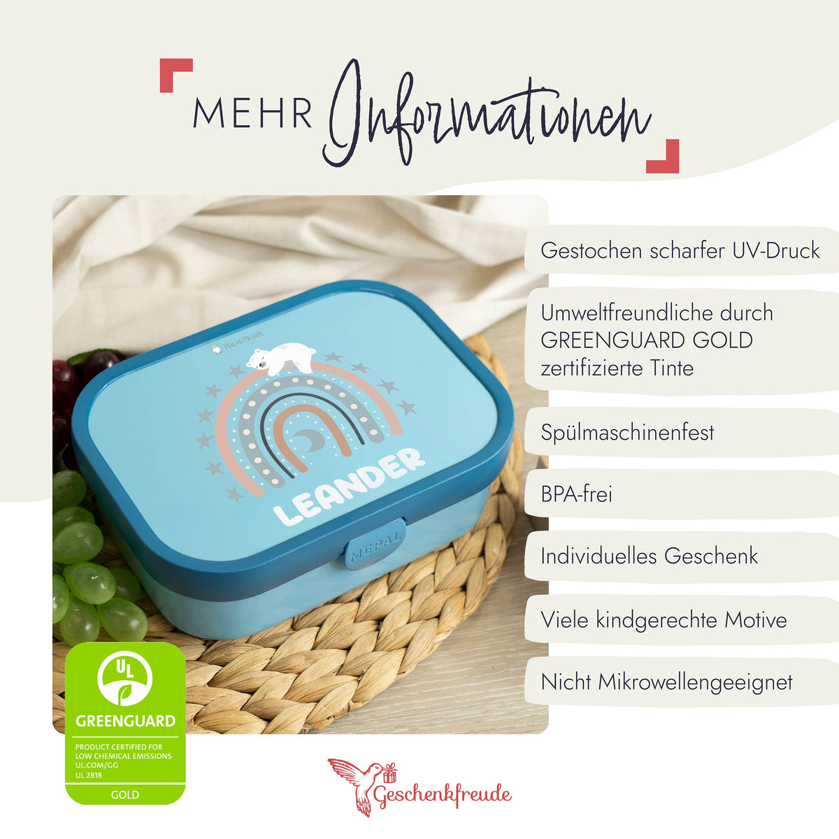 Mepal Brotdose Personalisiert Campus Regenbogen Jungs Motiv
