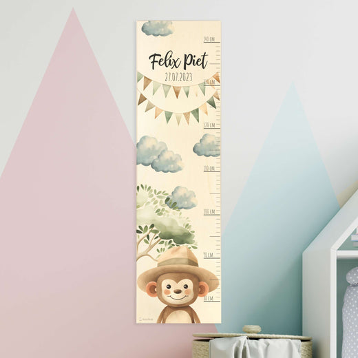 Messlatte Kinder Holz Motiv Affe mit Hut - Geschenkfreude