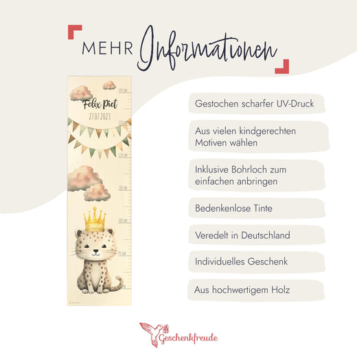 Messlatte Kinder Holz Motiv Leopard - Geschenkfreude
