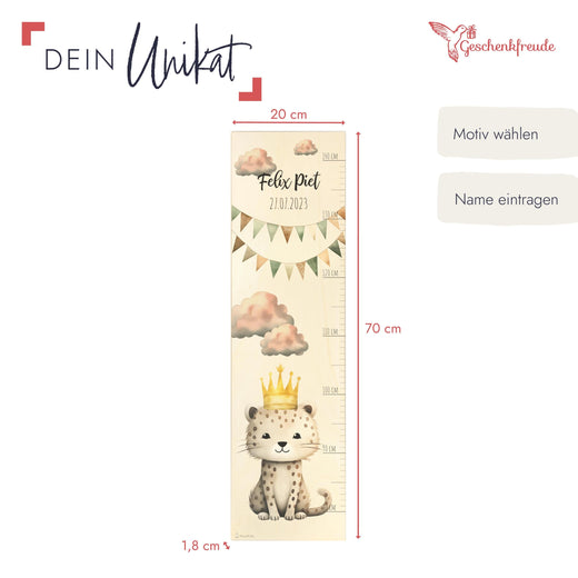 Messlatte Kinder Holz Motiv Leopard - Geschenkfreude