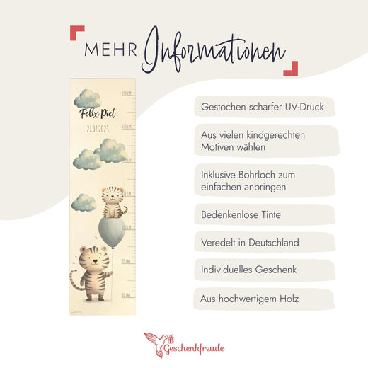 Messlatte Kinder Holz Motiv Tiger - Geschenkfreude