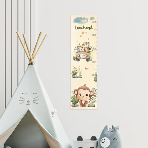 Messlatte Kinder Holz - Safari-Motive - Geschenkfreude