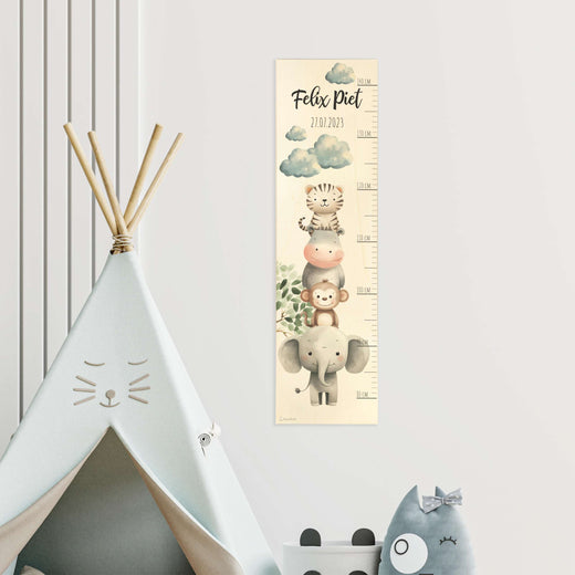 Messlatte Kinder Holz Tiermotive - Geschenkfreude