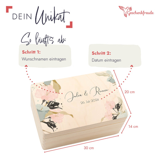 Personalisierte Geschenkbox Hochzeit - Motiv Floral5 - Geschenkfreude