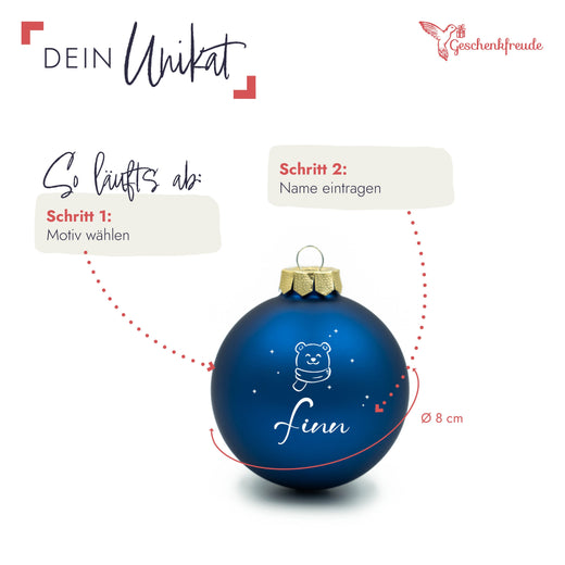 Personalisierte Weihnachtskugel - Motiv Bär - Geschenkfreude