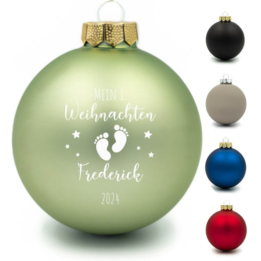 Personalisierte Weihnachtskugel - Motiv Erstes Weihnachten Füsse - Geschenkfreude