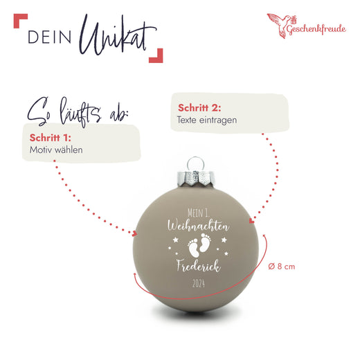 Personalisierte Weihnachtskugel - Motiv Erstes Weihnachten Füsse - Geschenkfreude