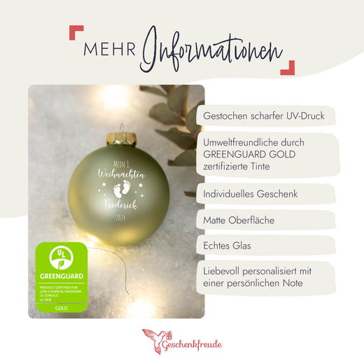 Personalisierte Weihnachtskugel - Motiv Erstes Weihnachten Füsse - Geschenkfreude