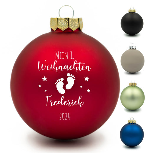 Personalisierte Weihnachtskugel - Motiv Erstes Weihnachten Füsse - Geschenkfreude