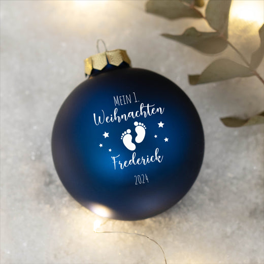 Personalisierte Weihnachtskugel - Motiv Erstes Weihnachten Füsse - Geschenkfreude