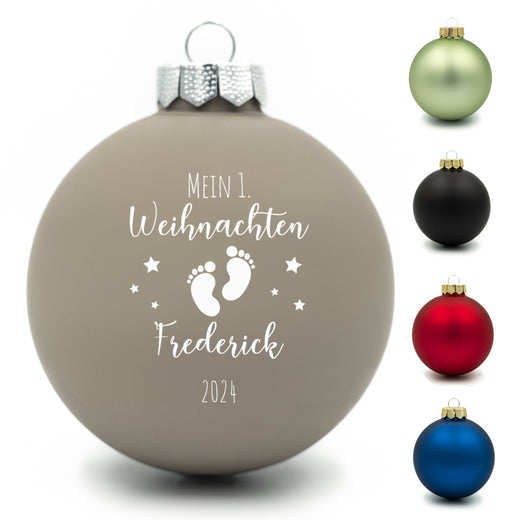Personalisierte Weihnachtskugel - Motiv Erstes Weihnachten Füsse - Geschenkfreude