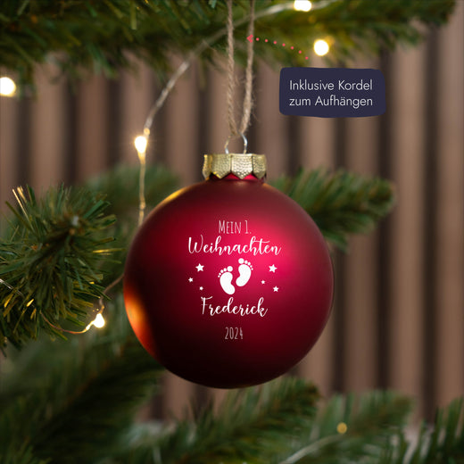 Personalisierte Weihnachtskugel - Motiv Erstes Weihnachten Füsse - Geschenkfreude