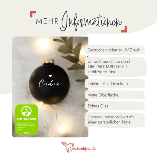 Personalisierte Weihnachtskugel - Motiv Herz - Geschenkfreude