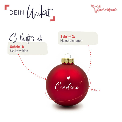 Personalisierte Weihnachtskugel - Motiv Herz - Geschenkfreude