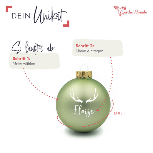 Personalisierte Weihnachtskugel - Motiv Hirsch - Geschenkfreude