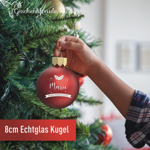 Personalisierte Weihnachtskugel Rot - Motiv Weihnachtskranz - Geschenkfreude