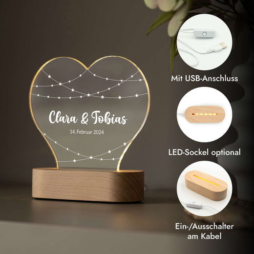 Personalisiertes Herz Acryl-Licht - Sternchen - Geschenkfreude