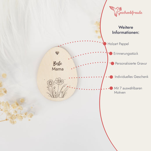 Personalisiertes Osterei zum Aufhängen - Motiv Blumen - Geschenkfreude