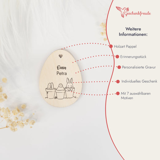 Personalisiertes Osterei zum Aufhängen - Motiv Blumentopf - Geschenkfreude